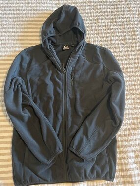 Reebok Charcoal Hooded Full-Zip Fleece Jacket